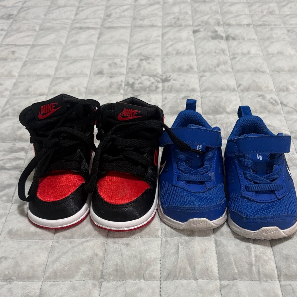 Nike Kids Black and Red High-Tops & Blue Sneakers